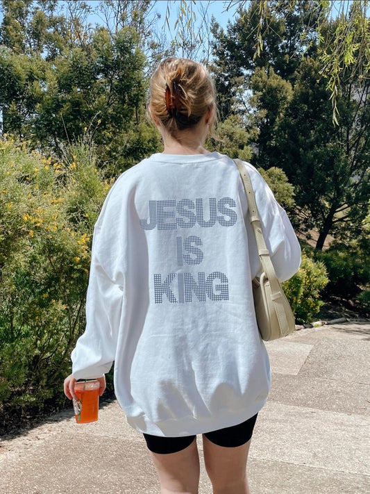JESUS IS KING Hoodie: Christian Gingham Print Sweatshirt
