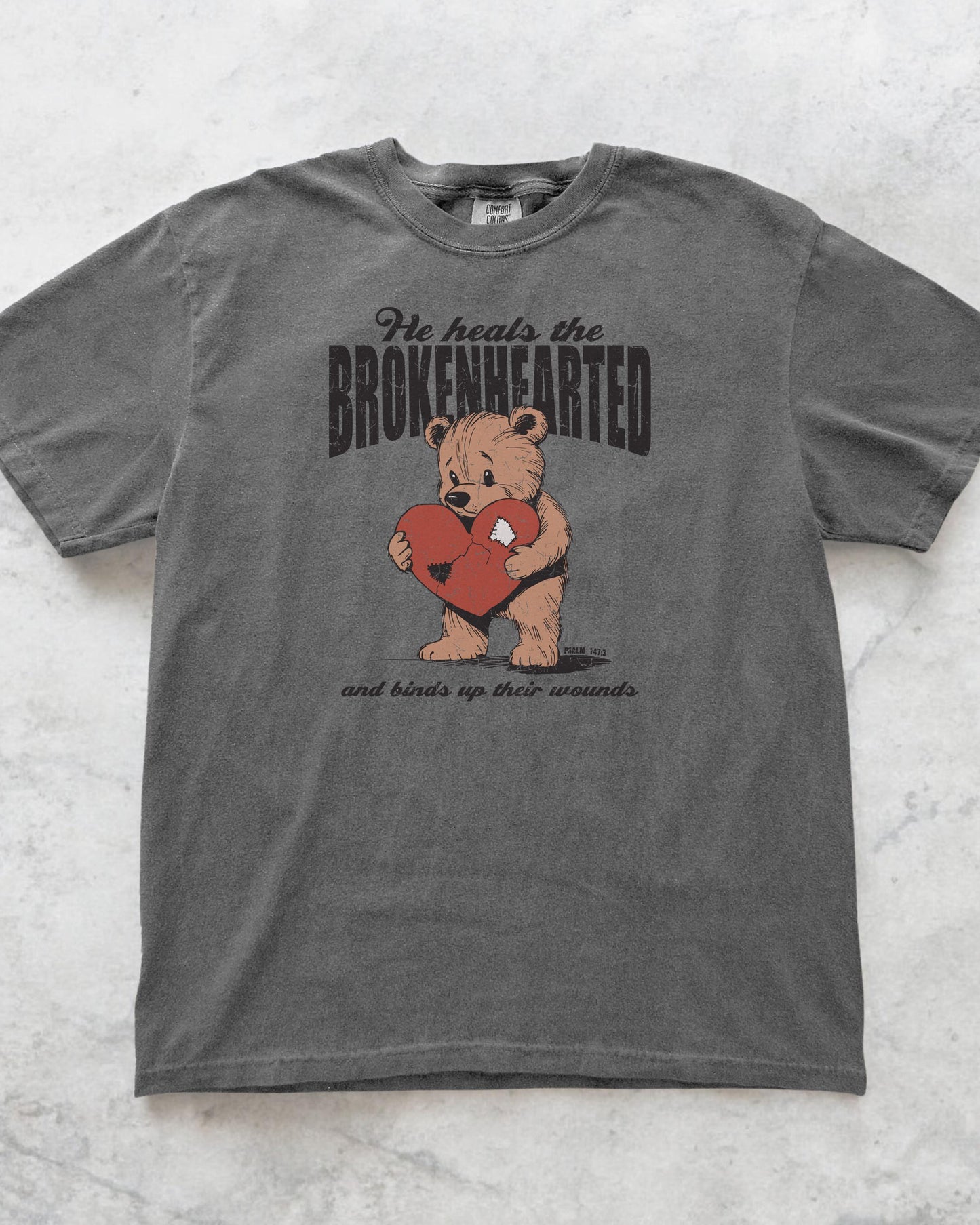 He Heals the Brokenhearted Tee: Christian Bible Verse Graphic T-Shirt