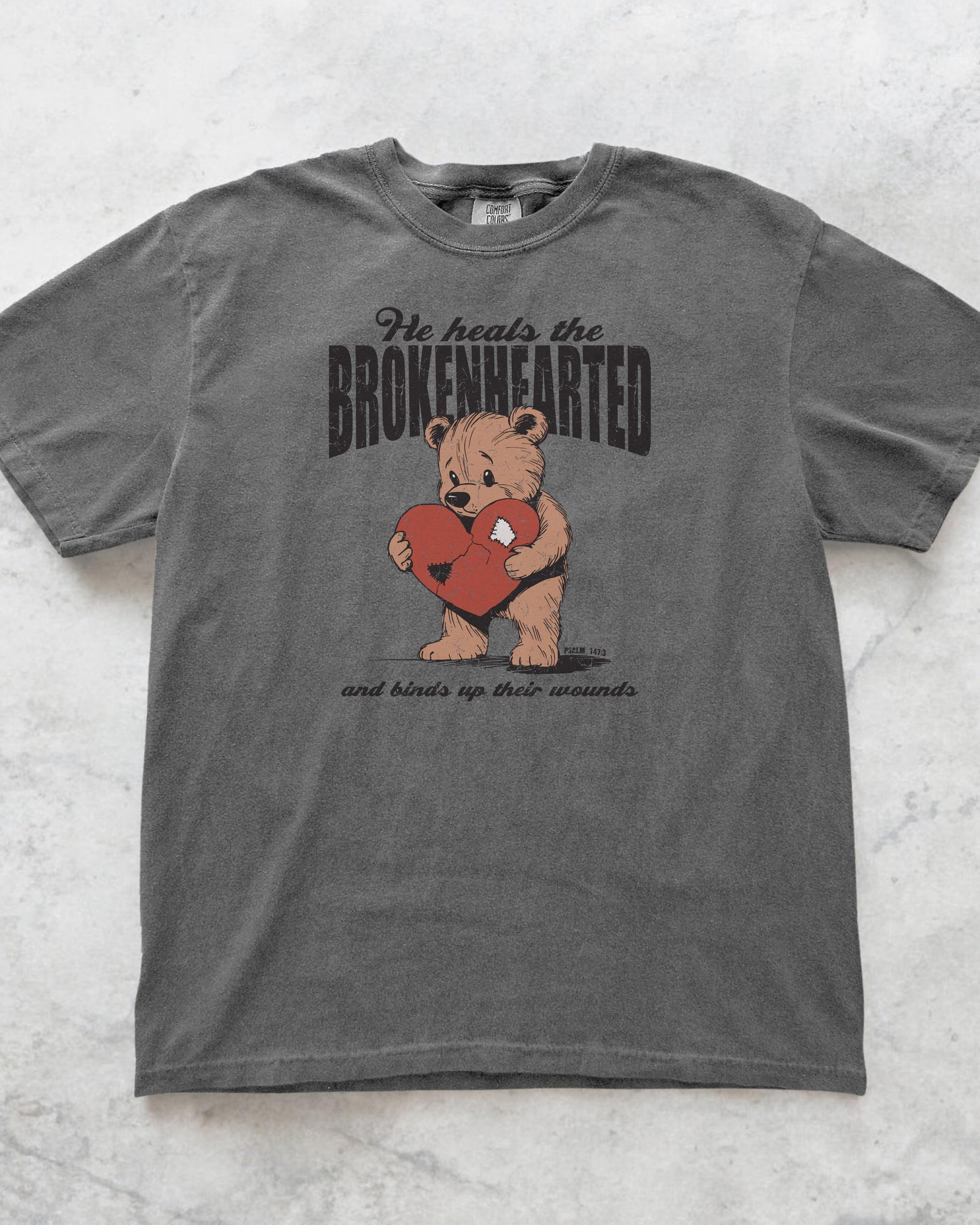He Heals the Brokenhearted Tee: Christian Bible Verse Graphic T-Shirt