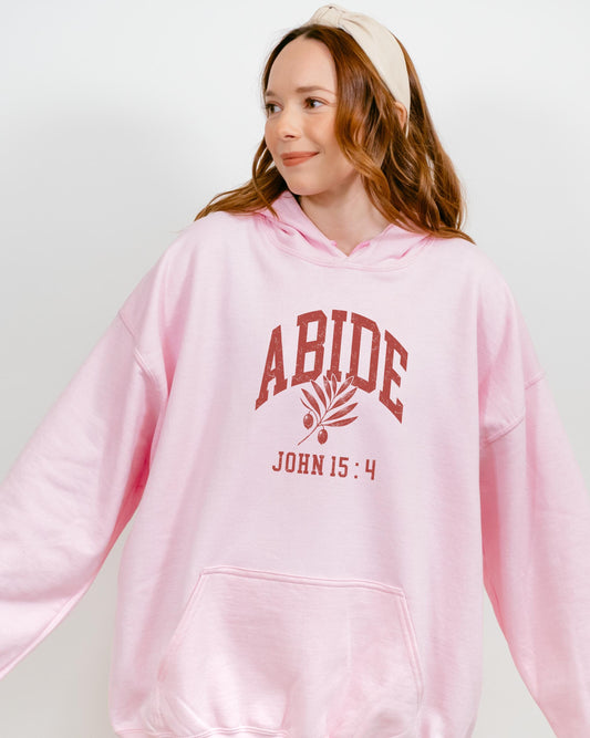 Abide Hoodie, John 15:4 Verse Hoodie, Christian Hoodie, Scripture Sweatshirt, Faith Based Hoodie, Believer Gift, Jesus Hoodie, Gift for Her