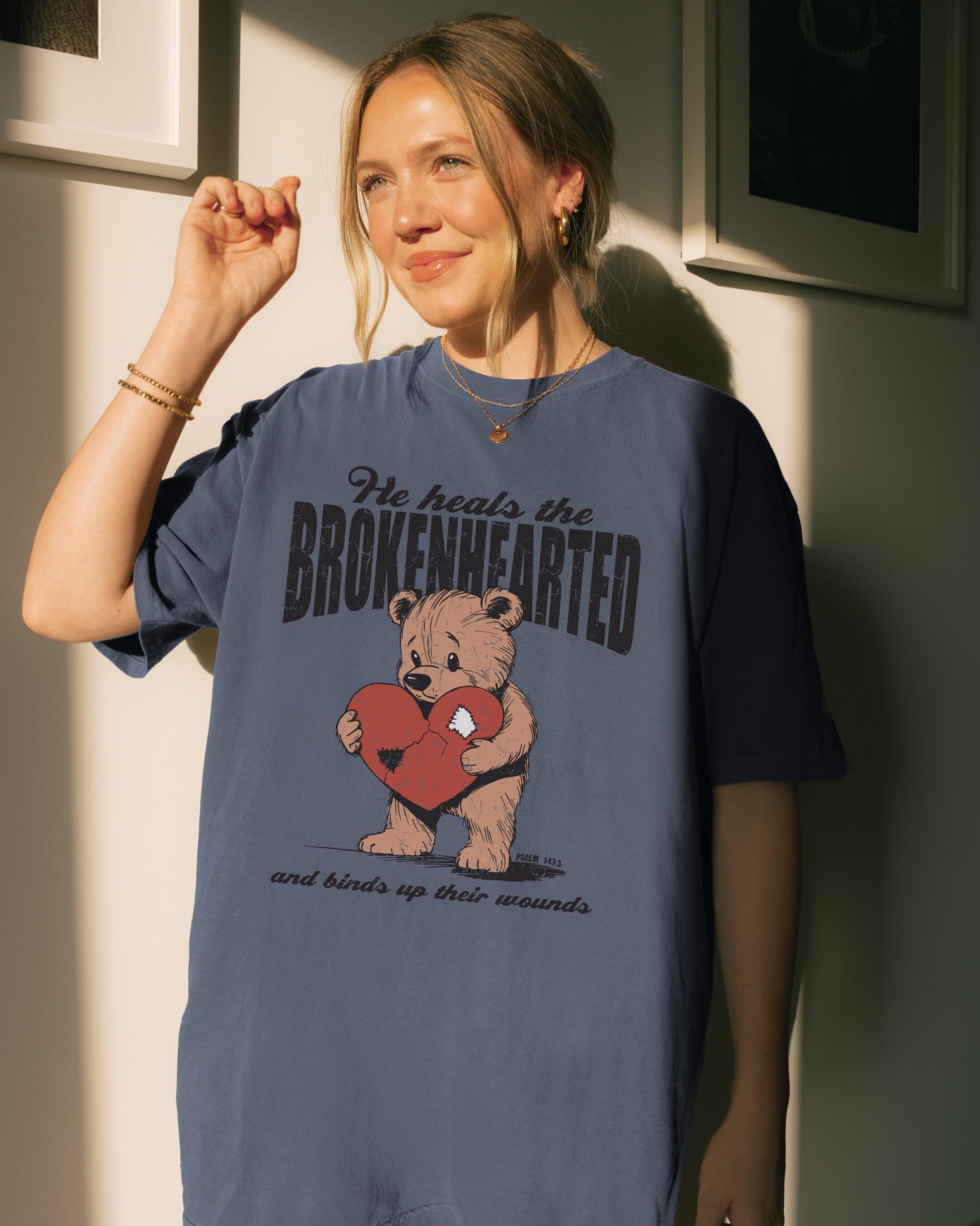 He Heals the Brokenhearted Tee: Christian Bible Verse Graphic T-Shirt