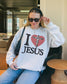 Retro I Love Jesus Crewneck Sweatshirt: Christian Y2K Style