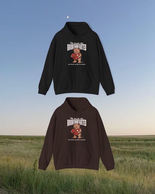 Brokenhearted Scripture Hoodie, Christian Graphic Hoodie, Jesus Hoodie, Jesus Heals Sweatshirt, Faith Pullover Hoodie, Church Outfit