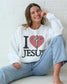 Retro I Love Jesus Crewneck Sweatshirt: Christian Y2K Style