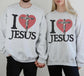 Retro I Love Jesus Crewneck Sweatshirt: Christian Y2K Style