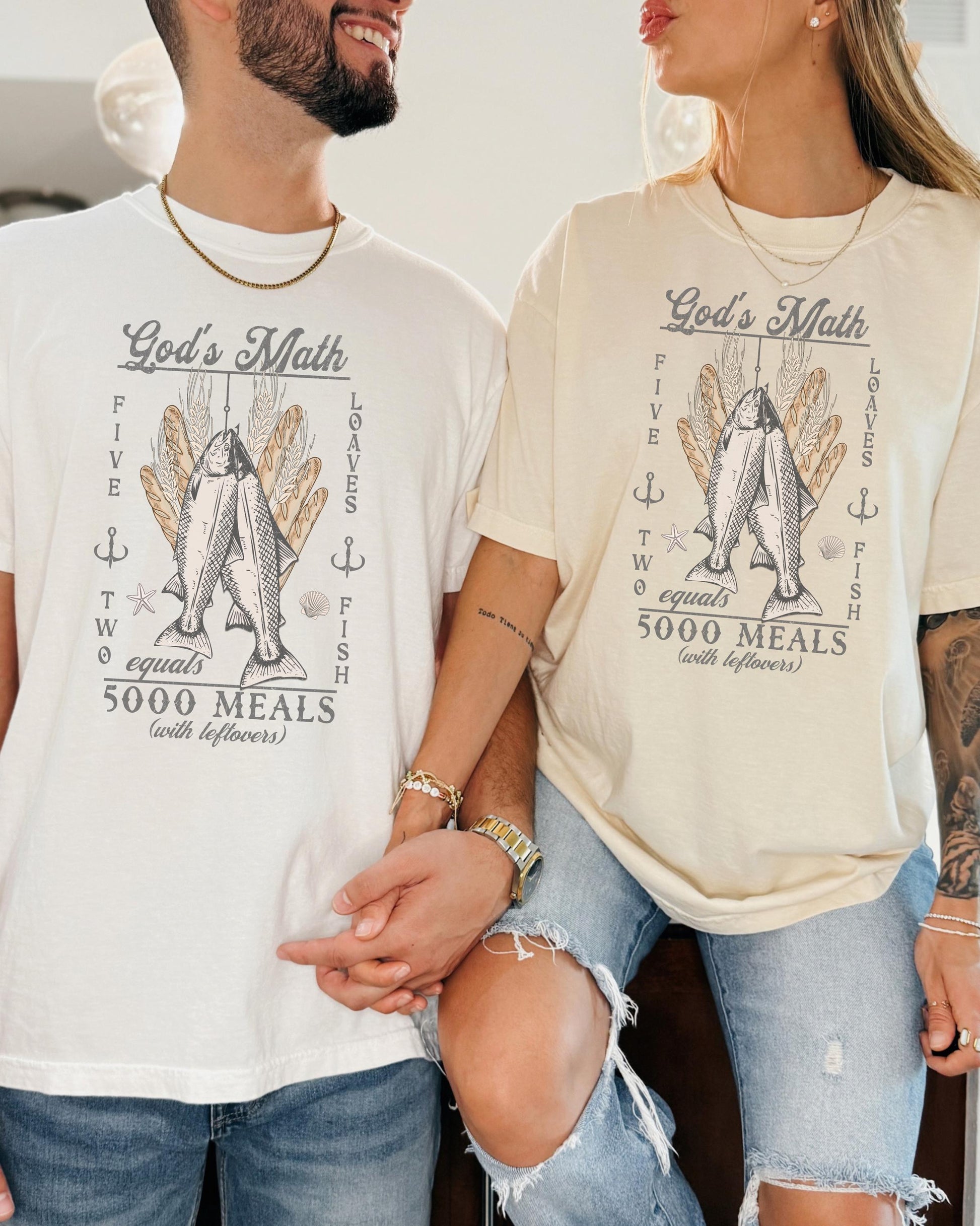 God’s Math Christian Graphic Tee: Five Loafs Two Fish Scripture TShirt