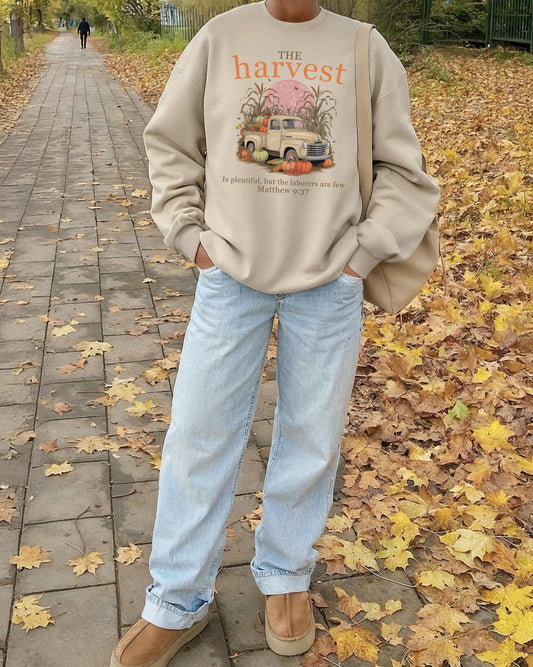 The Harvest Fall Crewneck, Christian Fall Season Sweatshirt, Pumpkin Sweater