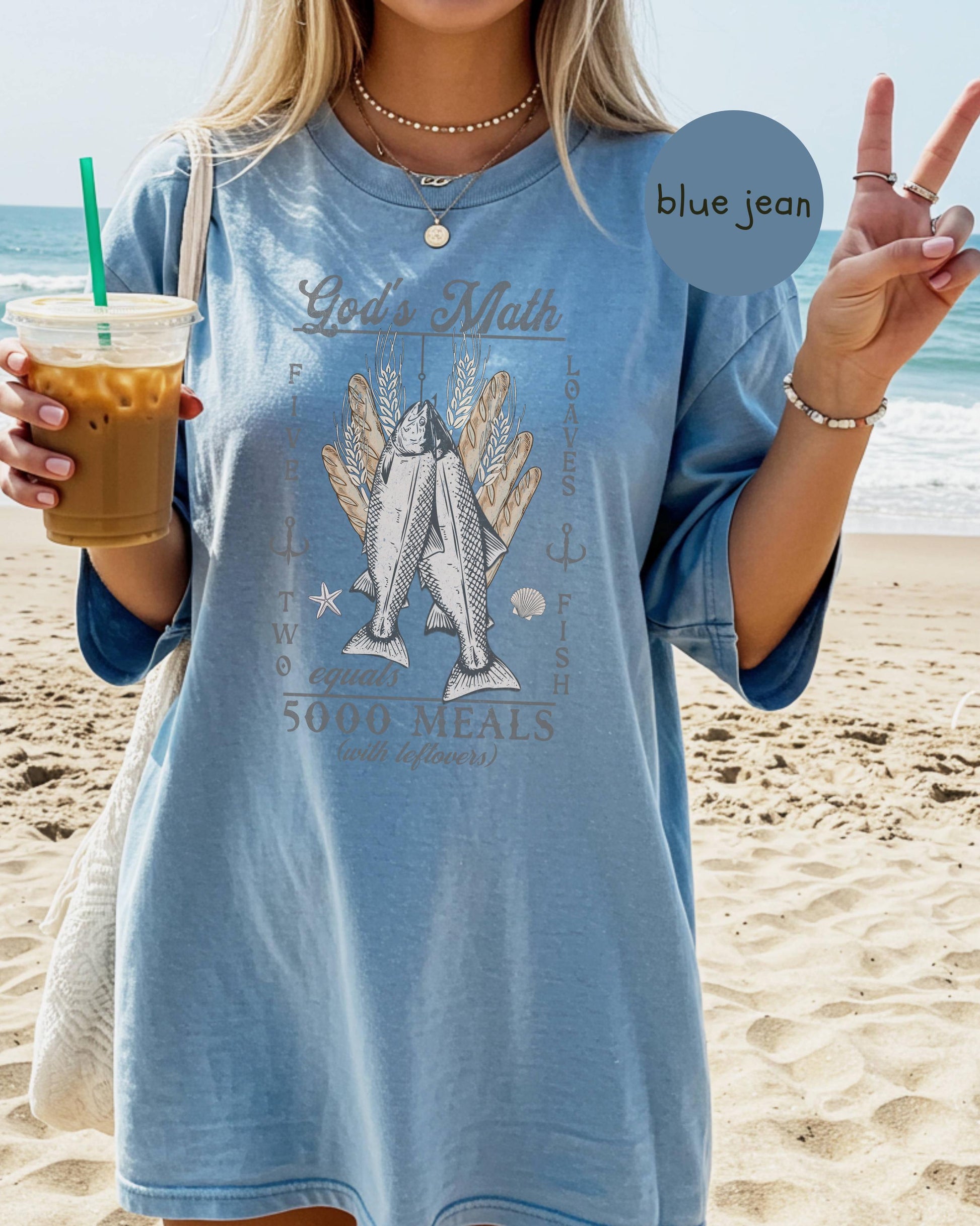 God’s Math Christian Graphic Tee: Five Loafs Two Fish Scripture TShirt
