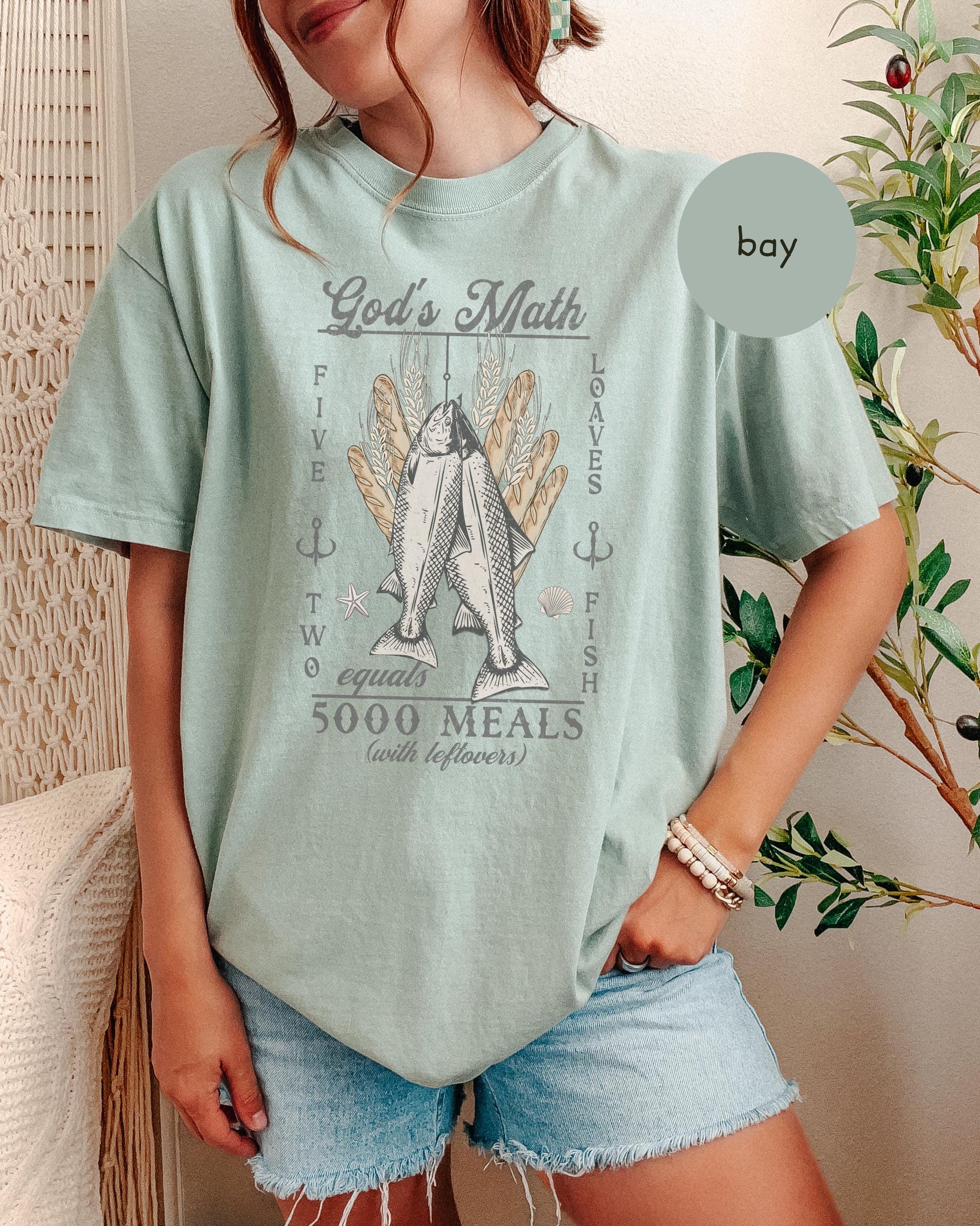 God’s Math Christian Graphic Tee: Five Loafs Two Fish Scripture TShirt