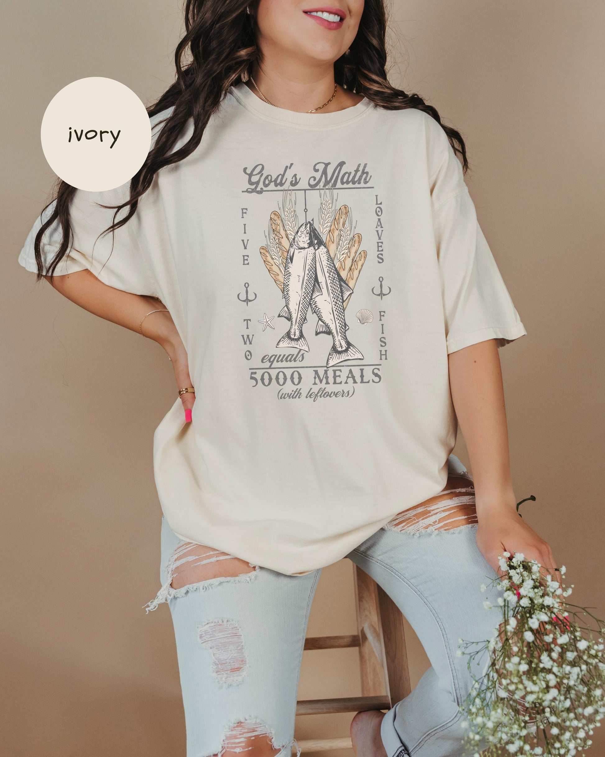 God’s Math Christian Graphic Tee: Five Loafs Two Fish Scripture TShirt