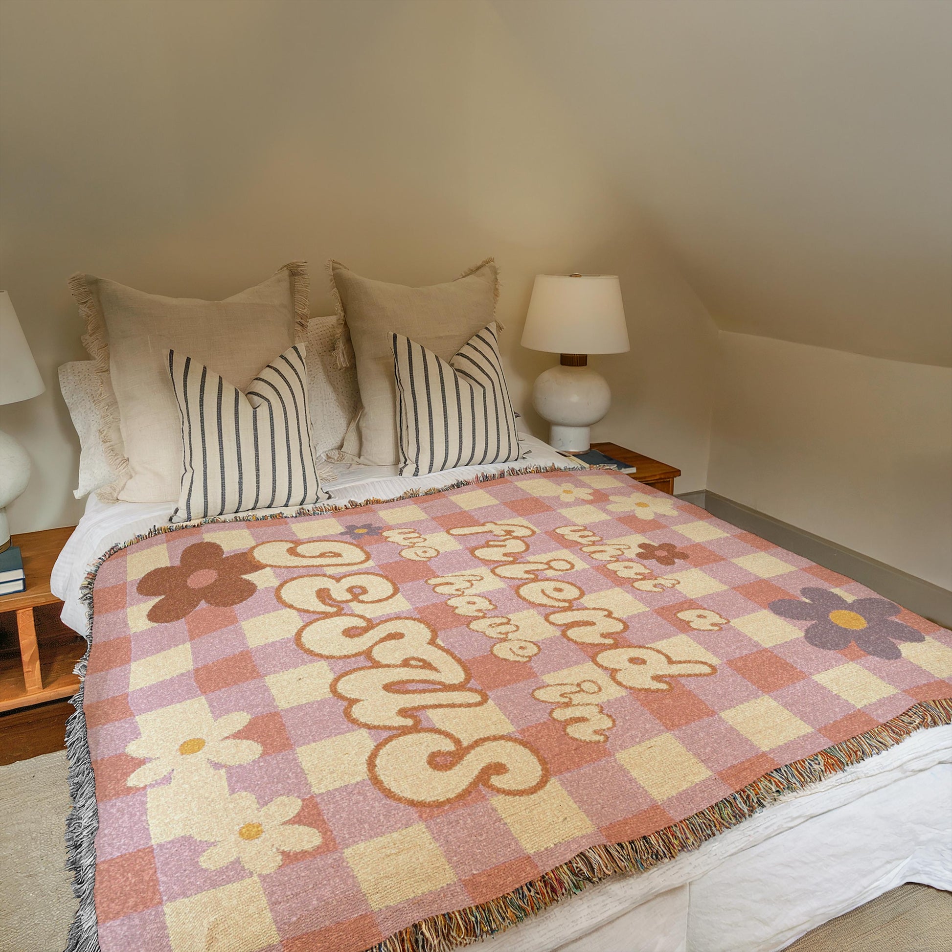 What a friend we have in Jesus Woven Blanket: Christian Gingham Throw Blanket