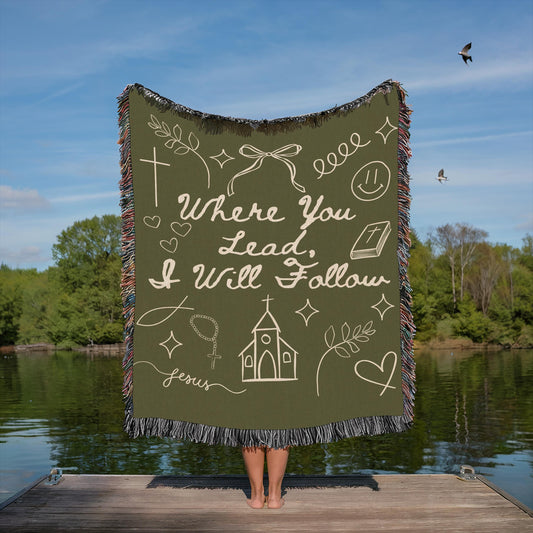 I Will Follow Woven Blanket: Faith Based Throw Blanket Christian Home Decor Gift
