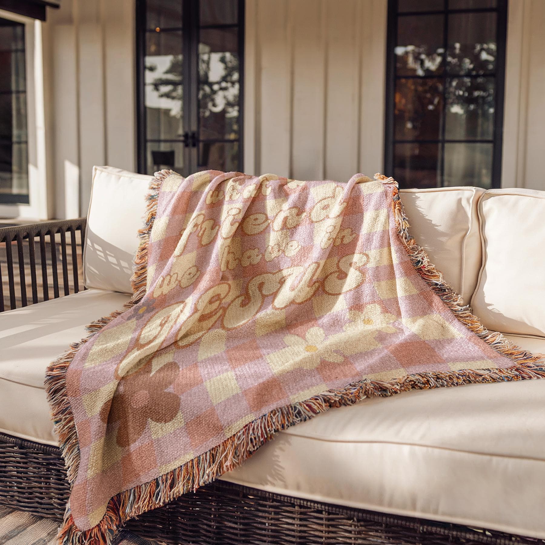 What a friend we have in Jesus Woven Blanket: Christian Gingham Throw Blanket
