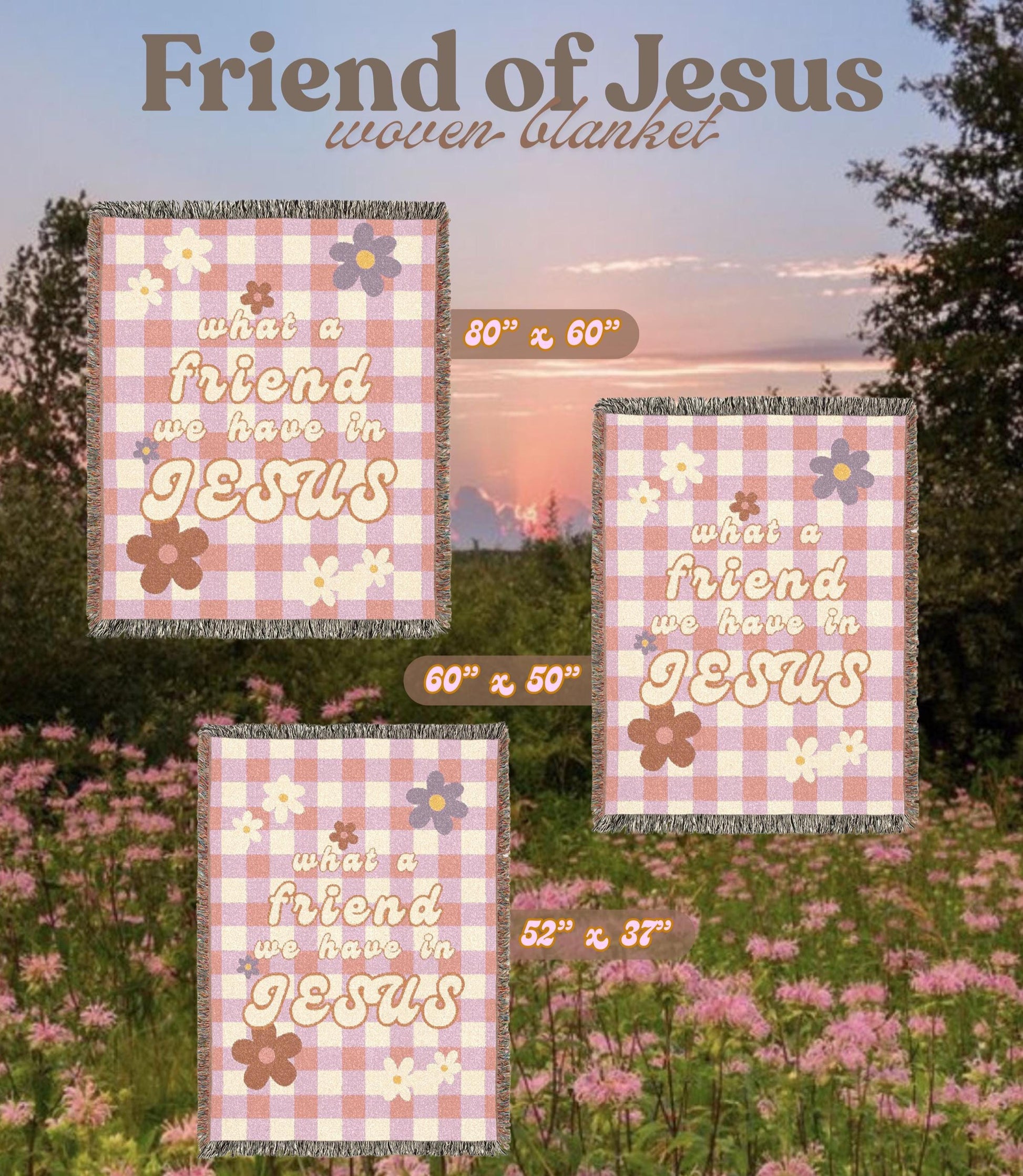What a friend we have in Jesus Woven Blanket: Christian Gingham Throw Blanket